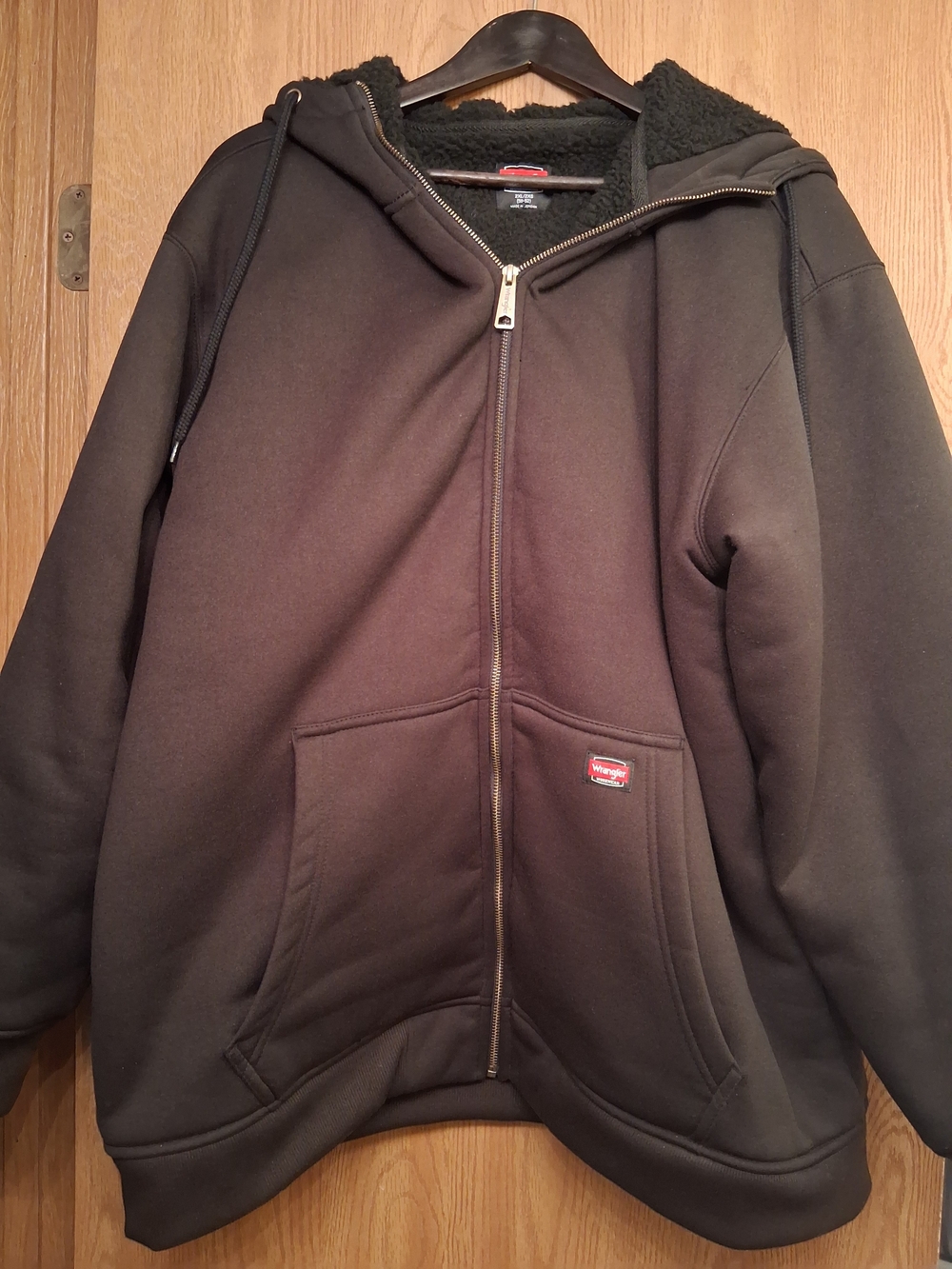 Wrangler Black Sherpa-Lined Puffer Hoodie Jacket
